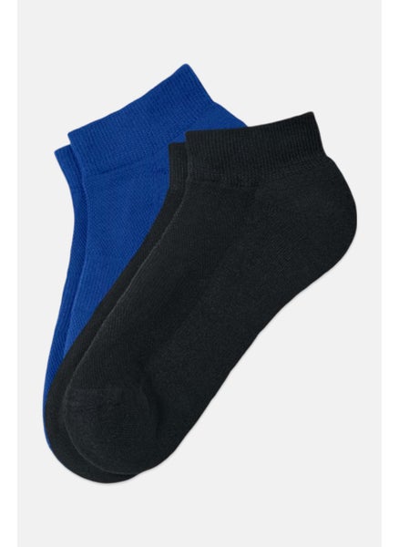 اشتري Men 2 Pairs Textured Socks, Blue/ Black في الامارات