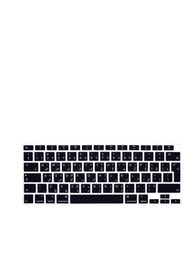 Buy Arabic Language Ultra Thin Silicone Keyboard Cover for 2021 2020 MacBook Air 13 Inch A2179 and A2337 Apple M1 Chip (EU Layout) with Touch ID Accessories Protective Skin (Black) in UAE
