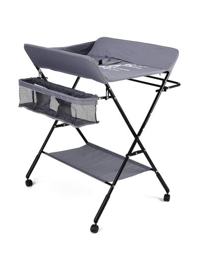 Buy Foldable Baby Changing Table with Wheels and Nursery Organizer Storage Bag for Newborn Essentials in Saudi Arabia