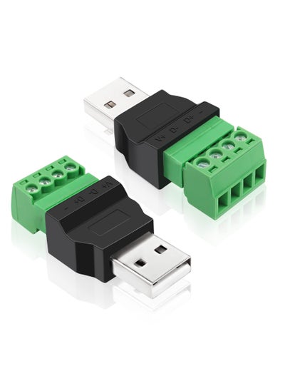 Buy USB Screw Terminal Block Adapter Connector, USB 2.0 A Male Plug, 4 Pin Bolt Solderless Replacement Balun Converter for Charging and Data Transfer (2 Pcs) in UAE