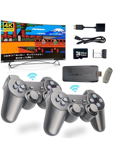 Buy wireless retro game console, plug and play video games 4k hdmi output for tv, classic game stick built in 10000+ games with 9 emulators and 2 wireless controller 2.4g gift for kids & adults in UAE