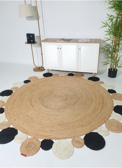 Buy Ramsha handmade jute rug for living room,carpet for bedroom kitchen area rug BR-029 round  carpet. in UAE