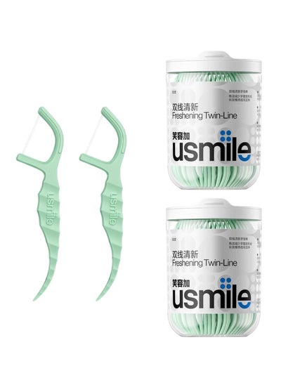 Buy Twin-line Freshening Anti-caries Dental Floss Toothpicks Teeth Stick Tooth Cleaning Interdental Oral Care (Freshening-100 Count) in UAE