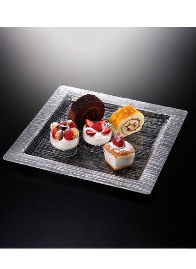 Buy Square Acrylic Serving Plate Bark Design 40 cm,Taiwan in UAE