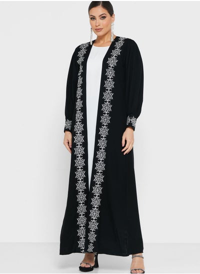 Buy V-Neck Embroidered Abaya in Saudi Arabia