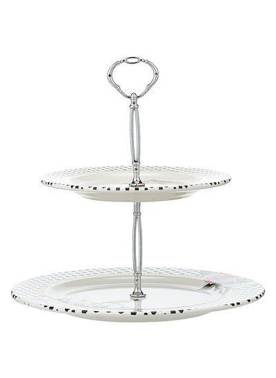 Buy EDESSA Rosy Porcelain Ceramic 2 Tier Cake Stand 20 and 27cm - Beautiful and Versatile Display Stand for Stunning Cake Presentations in UAE