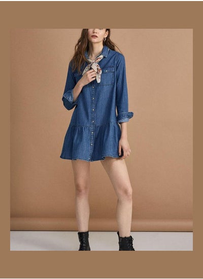 Buy Sustainable wash flounced denim dress in UAE