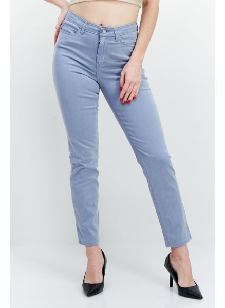 اشتري Women Skinny Fit Solid Denim Jeans, Dusty Blue في الامارات