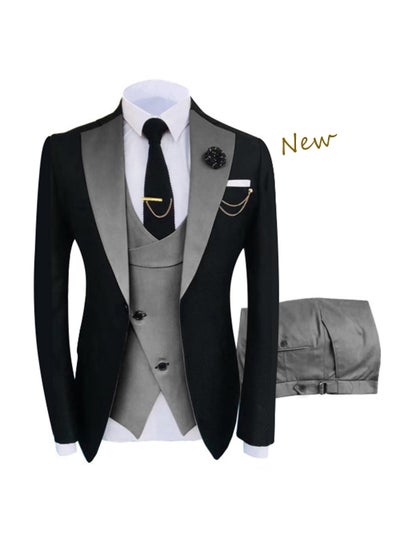 Buy Slim Fit Mens Groomsmen Suit Spring Autumn Party Three-Piece SetGray Gray in Saudi Arabia