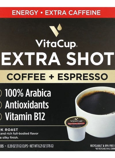 Buy Extra Shot Coffee + Espresso Dark Roast 16 Pods 0.39 oz (11 g) Each in UAE