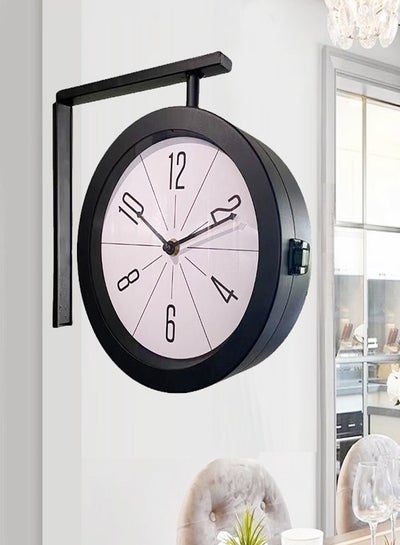 Buy Scandinavian Style Large Double Sided Metal Wall Clock Simple Creative Decoration Wall Clock for Bedroom, Living Room, Office, Home 28x9x26 cm in Saudi Arabia