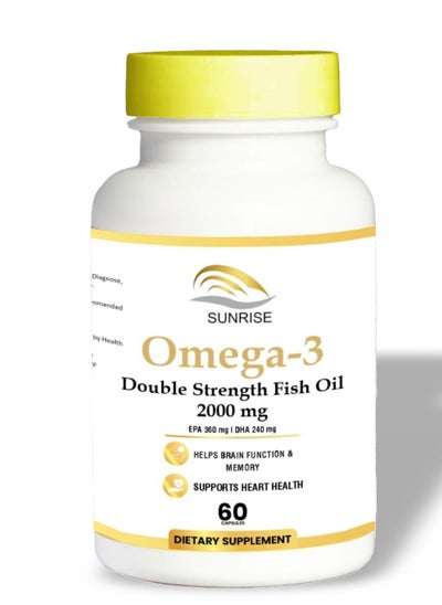 Buy Omega 3 Double Strength 2000mg Fish Oil 60 Softgels | Supports Heart, Memory and Eye Function in UAE