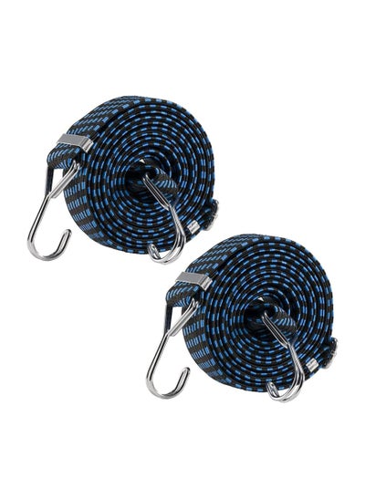 Buy Bungee Cords Adjustable Flat Heavy Duty Outdoor Bungee Straps with Metal Buckle Hooks Elastic Rope for Hand Carts Heavy Duty Cargo Luggage Rack Camping 120 inch 2 Pack Blue in UAE