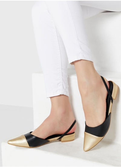 Buy Colour Block Strap Pointed Flat Shoe in UAE