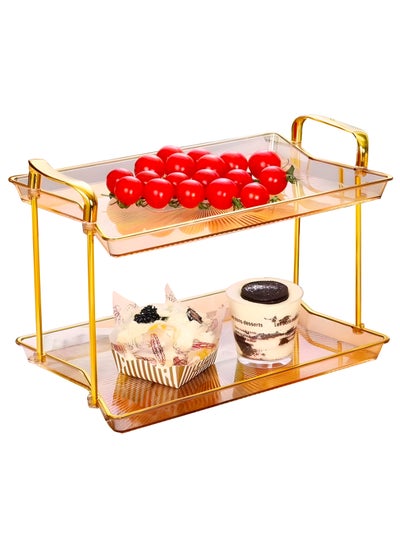 Buy Multi-Tier Fruit Serving Trays with Gold Handles Home Decorative Round-End Table plates For Food Party Cake Stand Pastry Perfume Cocktail And Dining Coffee in UAE