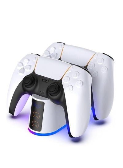 Buy Charger Station for PS5 Controller RGB Light, Yakiter Fast Charging Dock for PlayStation 5 Controller, LED Indicator, Click-in Design, Safe Intelligent Protection for PS5 Controller in UAE