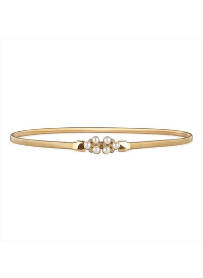 Buy Metallic Elastic Stretchy Chain Belt (Gold/Rhinestone, US 10-12) in UAE