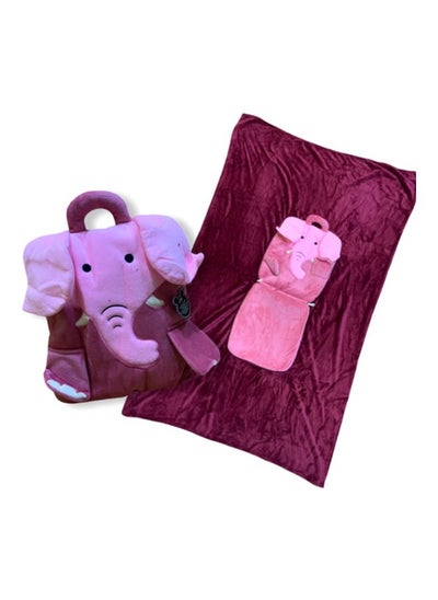 Buy Elephant Designed Blanket cotton Pink 35x29cm in UAE