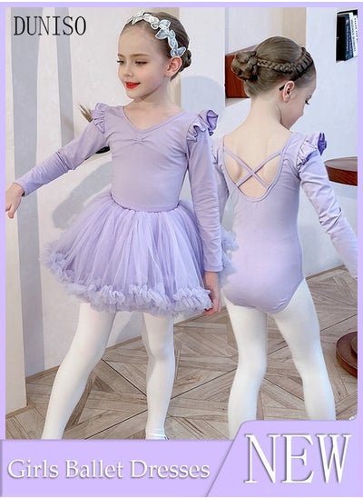 اشتري Girls Ballet Dresses Leotards with Skirt Dance Dress Ballerina Tutu Outfit Cotton Dress Ballet Skirt Mini Skirt Princess Dresses Dance Wear Clothes for Little Girl في الامارات