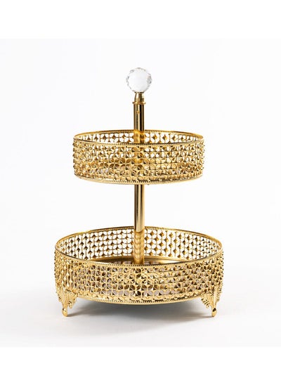 Buy Piramit Small 2 - Tier Round Platter, Gold - 30x20 cm in UAE