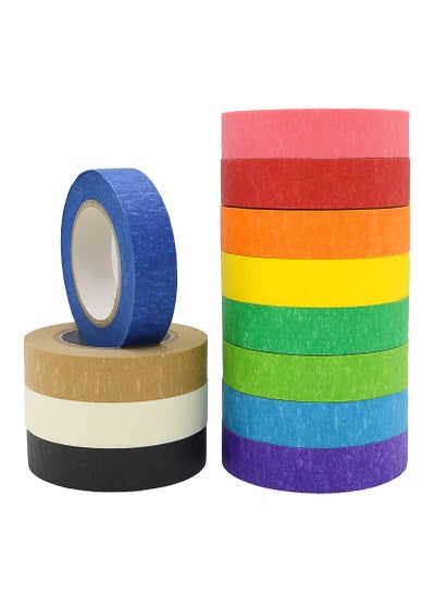 اشتري Colored Masking Tape Craft Rainbow Colors Painting Painters Labeling Paper for Arts Crafts Bullet Journals Party Decorations DIY Craft 12 Roll 12m*1.2cm في السعودية