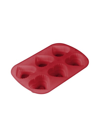 اشتري Bake A Wish Silicone 6-Hole Cake Pan Red 26X17X3.5cm في الامارات