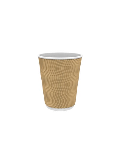 Buy 25-Piece Brown  Rippled Paper Cups 8 OZ in UAE