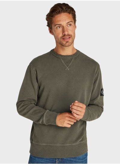 Buy Washed Badge Crew Neck Sweatshirt in UAE