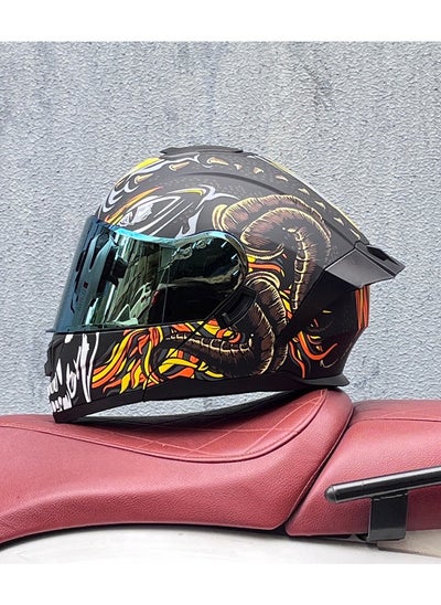 Buy New Double Mirror Helmet Semi Full Cover Four Seasons Motorcycle Helmet in Saudi Arabia