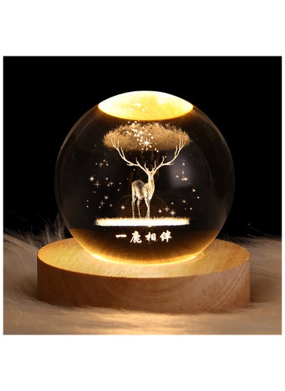 اشتري Creative gift bedside illuminated crystal ball projection atmosphere night light في السعودية