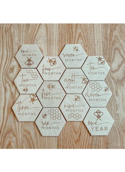 Buy Set Of 12 Baby Monthly Milestone Markers ; Hexagon ; Custom ; Wooden Month Signs ; Bee Theme Baby Decor ; Photo Prop ; Baby Shower Gift ; New Baby Gift. in Saudi Arabia