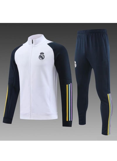 Buy 23/24 Real Madrid White Full Zipper Jacket+Pants in UAE