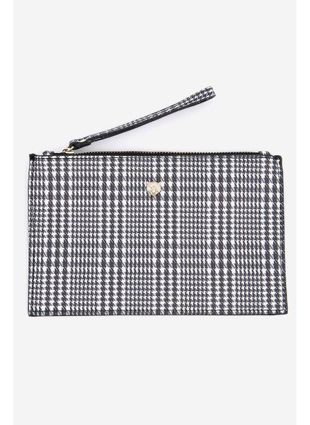 اشتري Women Lucerna Houndstooth Print Pouch 22 L x 13 H x 0.3 W cm, Bian and Nero في السعودية