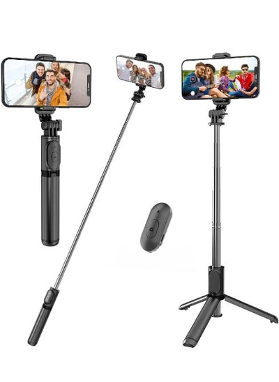 Buy Selfie Stick, Extendable Selfie Stick with Wireless Remote and Tripod Stand, Portable, Lightweight, Compatible with iPhone 13/13 Pro/12/11/11 Pro/XS in UAE