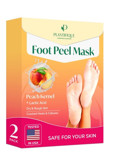 Buy PLANTIFIQUE Foot Peeling Mask - Dermatologically Tested to Repair Heels & Remove Dead Skin for Baby Soft Feet - Exfoliating Peel Mask for Cracked Feet (Peach, 2 pack) in UAE