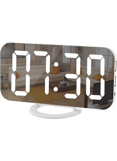 Buy Digital Clock With Large Display, Led Electronic Alarm Clock Mirror Make-up With Dimming Mode, 3 Levels Of Brightness, Dual Usb Ports Modern Decoration, Suitable for Living Room, Office, Bedroom in Saudi Arabia