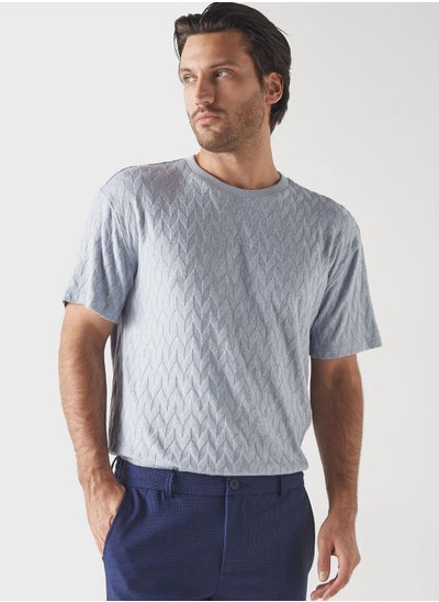 اشتري Textured Crew Neck T-Shirt في الامارات