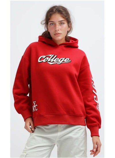 Buy Printed "Couege" Slip On Red Long Sleeve in Egypt