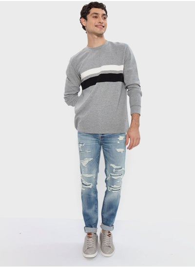 Buy Striped Crew Neck T- Shirt in UAE