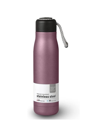 Buy Reusable Metal Sports Stainless Steel Water Bottle Keeps Drinks Hot and Cold Vacuum Insulated Double Walled BPA Free for Camping and Gym Multi Color 550ml in Egypt