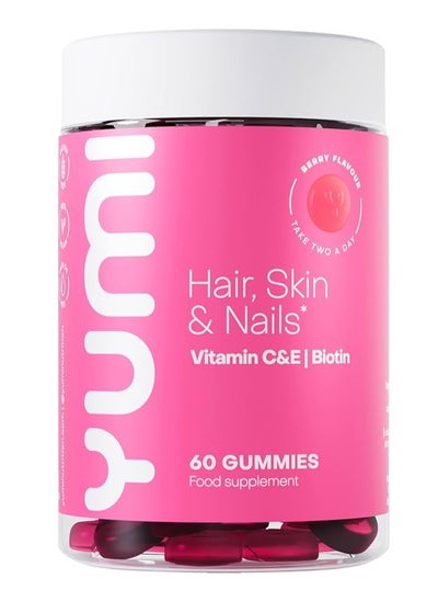 Buy Biotin Hair Skin & Nails Vitamin Gummies | 5000MCG Biotin with Zinc, Vitamins A,D,E,C,B6 + Minerals | Hair Growth, Nail Strengthener & Skin Support | 60 Vegan Gummies (Berry Flavour) in Saudi Arabia