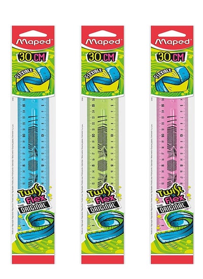 Buy 3-Piece Flexible Ruler 30cm Multicolour in UAE