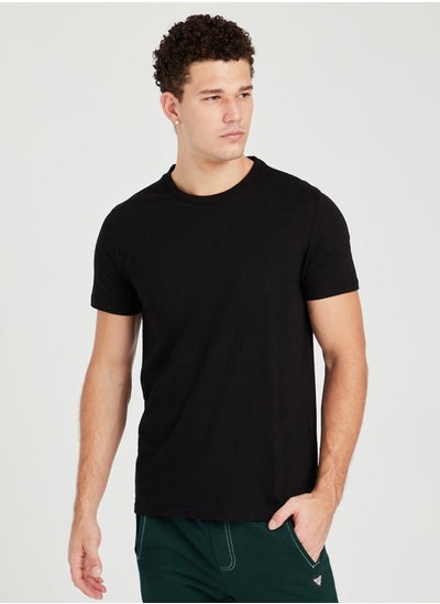 Buy Solid Regular Fit Pure Cotton T-Shirt in Saudi Arabia