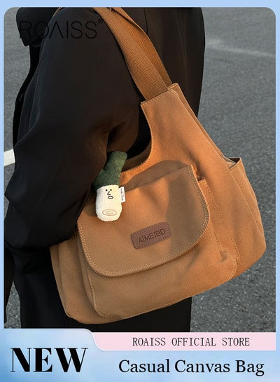 Buy Women's Underarm Bag Large Capacity Commuter Bag Canvas Bag Tote Bag Simple Comes in Saudi Arabia