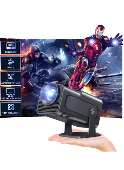 اشتري Mini Projector, Natvie 1080P Smart Projrctor Built-in Android TV 11.0, with Wifi and Bluetooth, Auto Keystone 4K Supported 10000 Lumens,180 Degree Rotation Short Throw Projector في الامارات