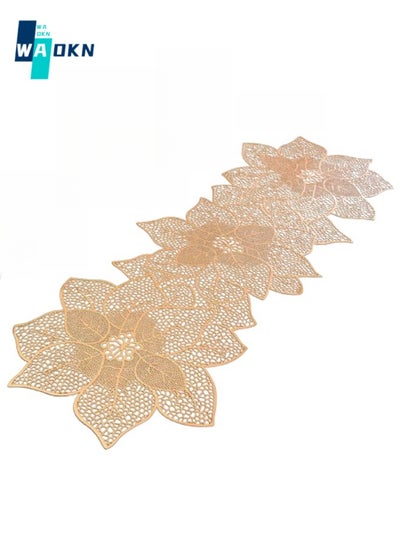 Buy Nordic Creative Rules Floral Cut-Out Table Runner (30x90CM) Simulation Bauhinia Washable Placemats, Non Slip PVC Table Runners Holidays Parties Decor in UAE