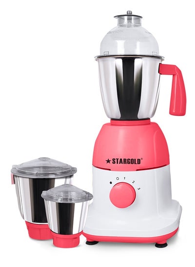 Buy 600 Watts Mixer Grinder with 3 Stainless Steel Liquidizing, Dry Grinding and Chutney Jar, Multi-Purpose Dry Wet Grinder for Masala, Spices, Nut Butters, Chutneys & More – Pink in UAE