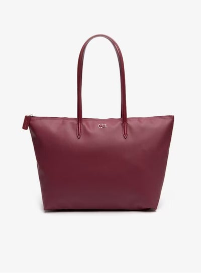 اشتري مفهوم لاكوست للمرأة L12.12 أزياء متعددة السعة كبيرة السحّاب حقيبة اليد حقيبة الكتف حجم كبير النبيذ الأحمر 45cm * 30cm * 12cm في السعودية