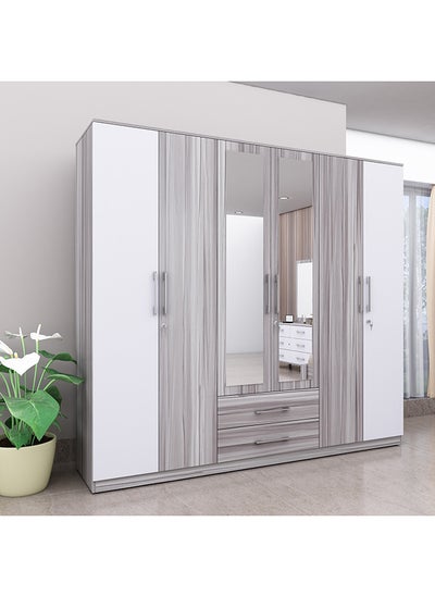 Buy Miami 6-Door Wardrobe with Mirror 60 x 220 x 240 cm in Saudi Arabia