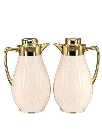 Buy Royal Camel Vacuum Flask Set Tea And Coffee 2 pieces 1Liter Beige/Golden in Saudi Arabia